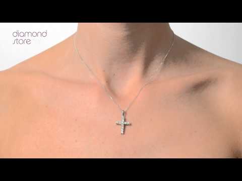 Diamond Cross Necklace 0.46ct in 9K White Gold