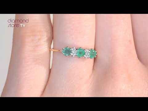 Emerald 0.45ct And Diamond 9K Gold Ring