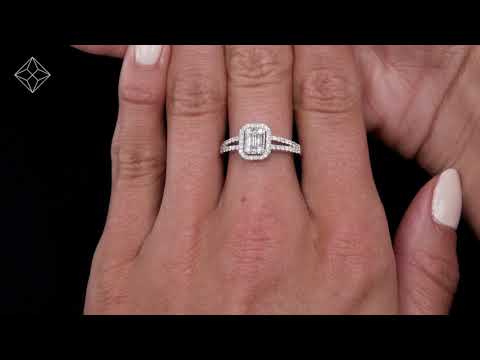 0.50ct Halo Baguette Diamond Ring Asteria Collection in 18K White Gold