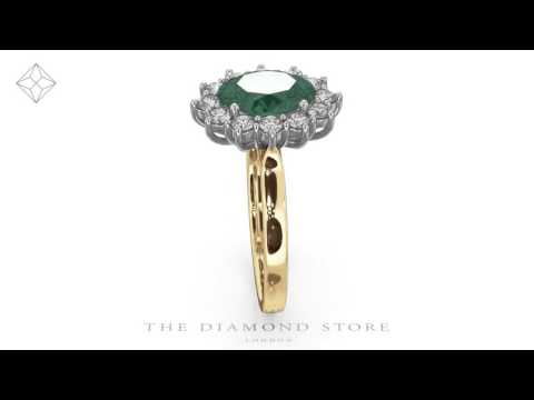 Emerald 1.95CT And Diamond 1.00ct Cluster Ring in 18K Gold