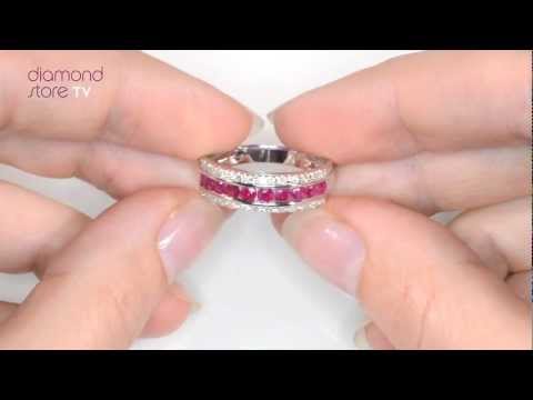 Ruby 0.74ct and Diamond 9K White Gold Ring
