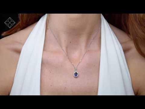 Tanzanite 7 x 5mm And Diamond 18K White Gold Pendant Necklace