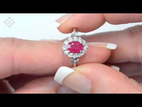 Ruby 7 x 5mm and Diamond 9K White Gold Ring