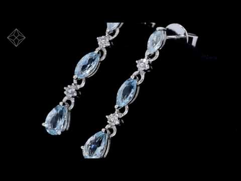 Stellato Collection Blue Topaz and Diamond Earrings in 9K White Gold