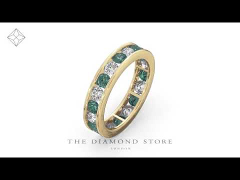 ETERNITY RING RAE DIAMONDS H/SI AND EMERALD 1.70CT - 18K GOLD