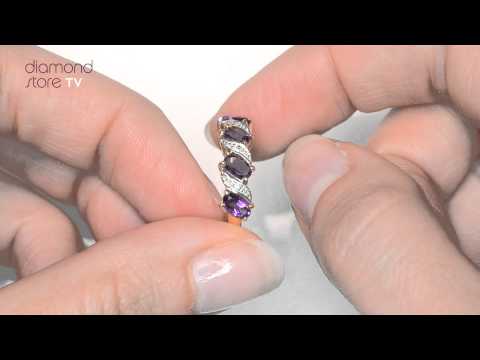 Amethyst 0.74ct And Diamond 9K Gold Ring