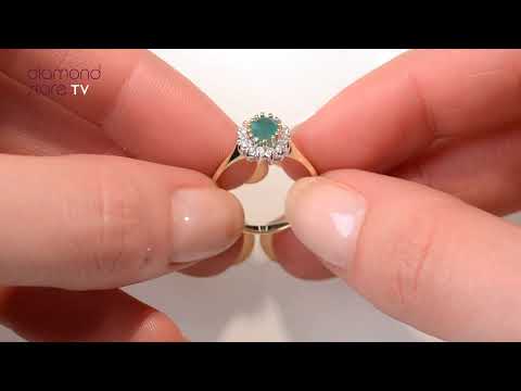 Emerald 0.83ct And Diamond 9K Gold Ring