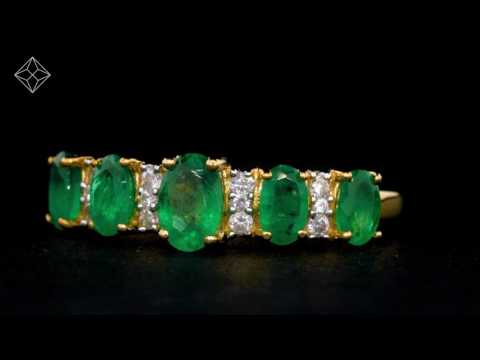 1.30ct Emerald and Lab Diamond Eternity Ring 9K White Gold - Asteria