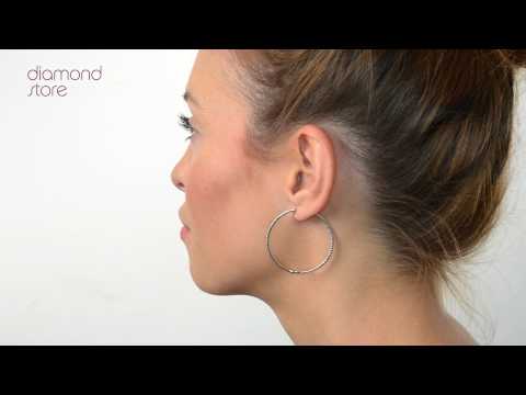 1.00ct Diamond Hoops Earrings in 9K White Gold - 39mm