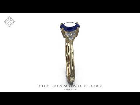 Sapphire 7 x 5mm And Diamond 18K Gold Ring