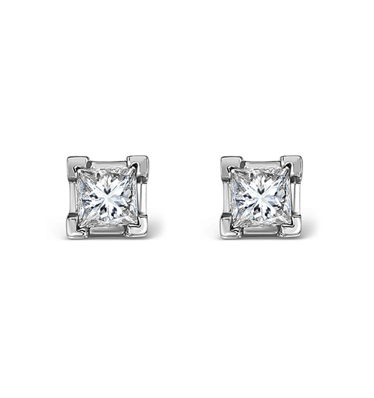 Platinum Princess Diamond Earrings - 0.30CT - G/VS - 3mm