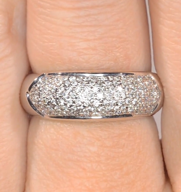 18K White Gold Diamond Pave Ring 0.64ct H/si