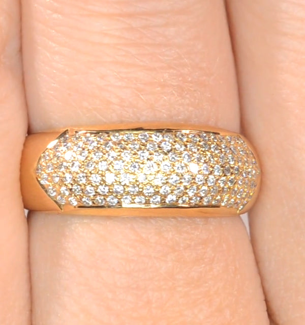 18K Gold Diamond Pave Ring 0.35ct H/si