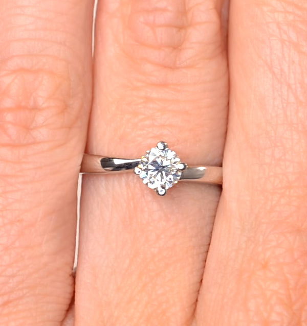Certified 0.50CT Lily Platinum Engagement Ring E/VS1