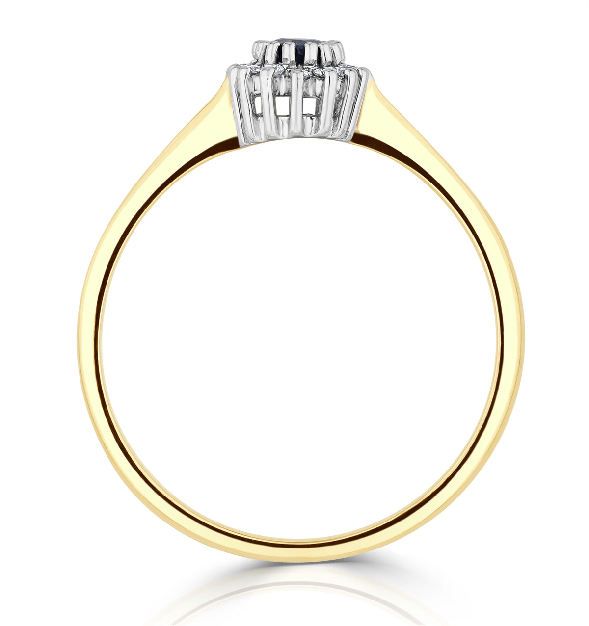 Sapphire 5 x 3mm And Diamond 9K Gold Ring A3225