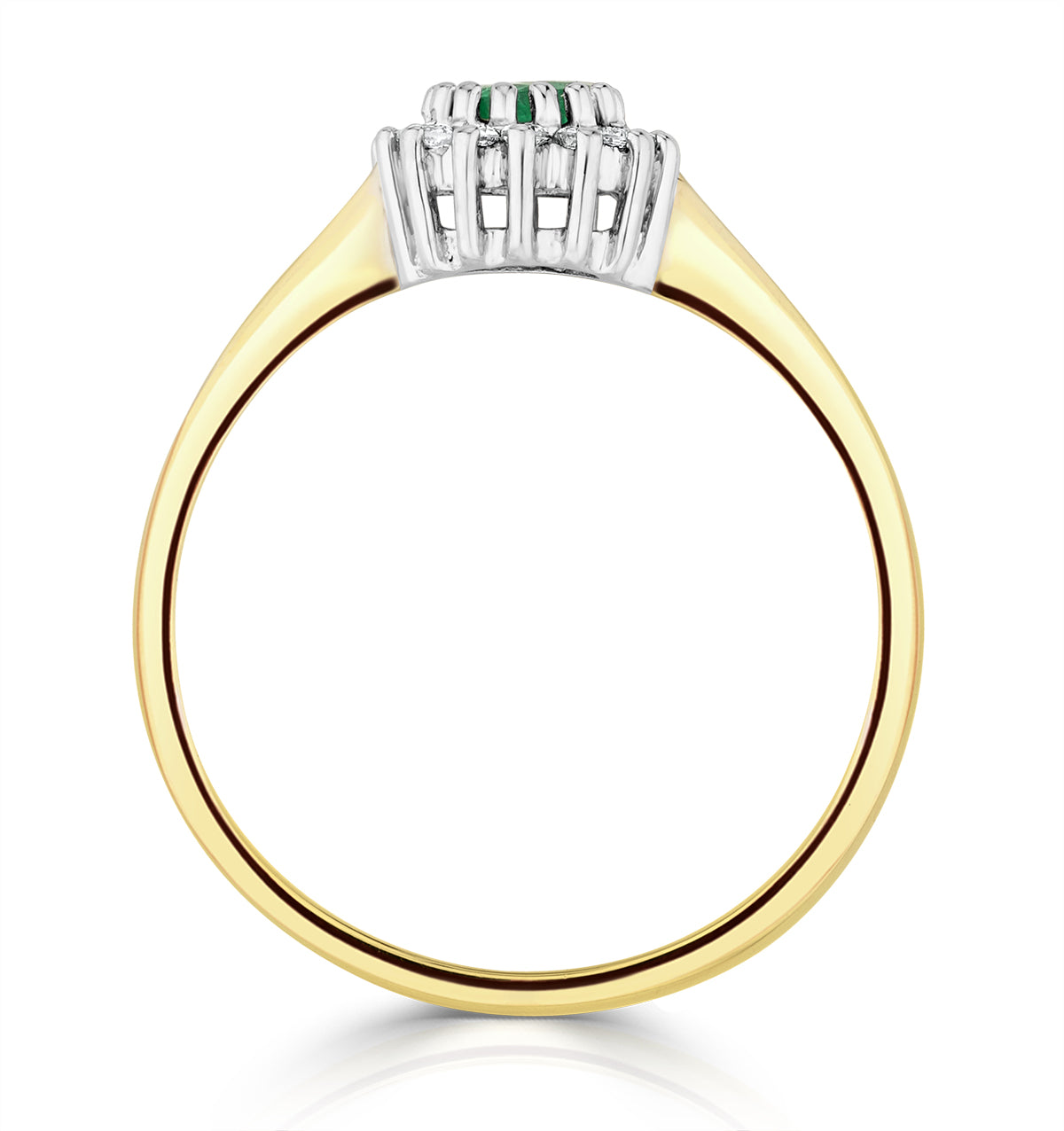 Emerald 3.5mm And Diamond 9K Gold Ring
