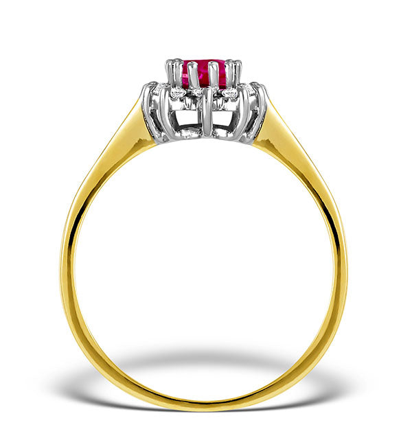 Ruby 6 x 4mm And Diamond 18K Gold Ring FET33-T