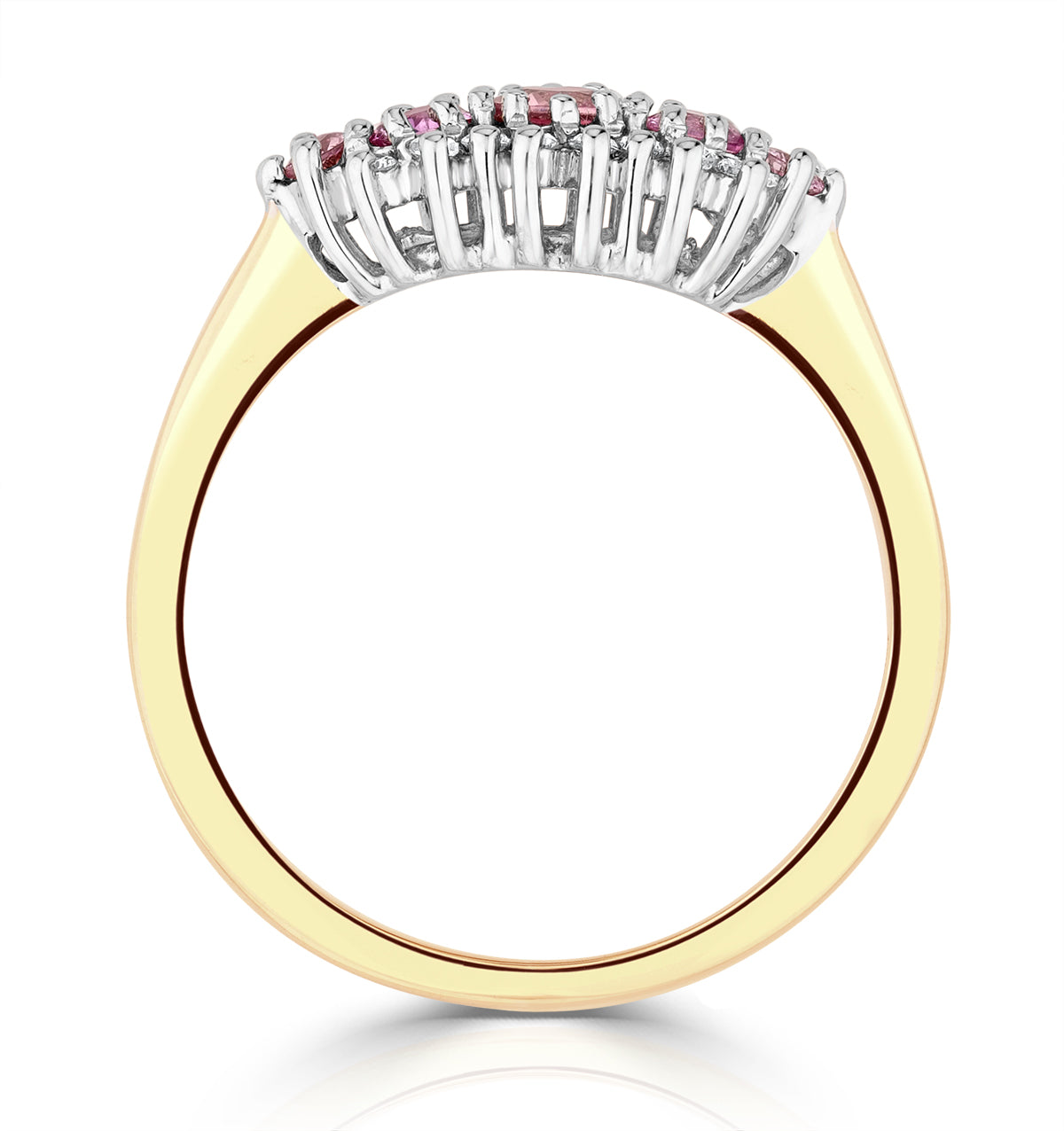 Pink Sapphire and 0.12ct Diamond Ring 9K Yellow Gold