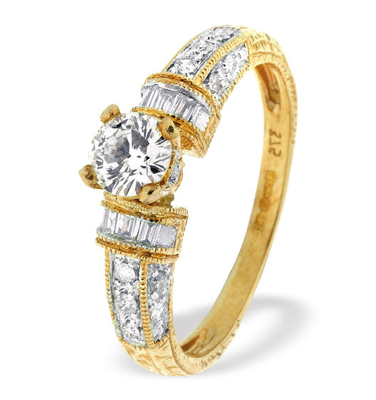Diamond 0.65ct And 9K Gold Solitaire Ring with Shoulders - SIZE K