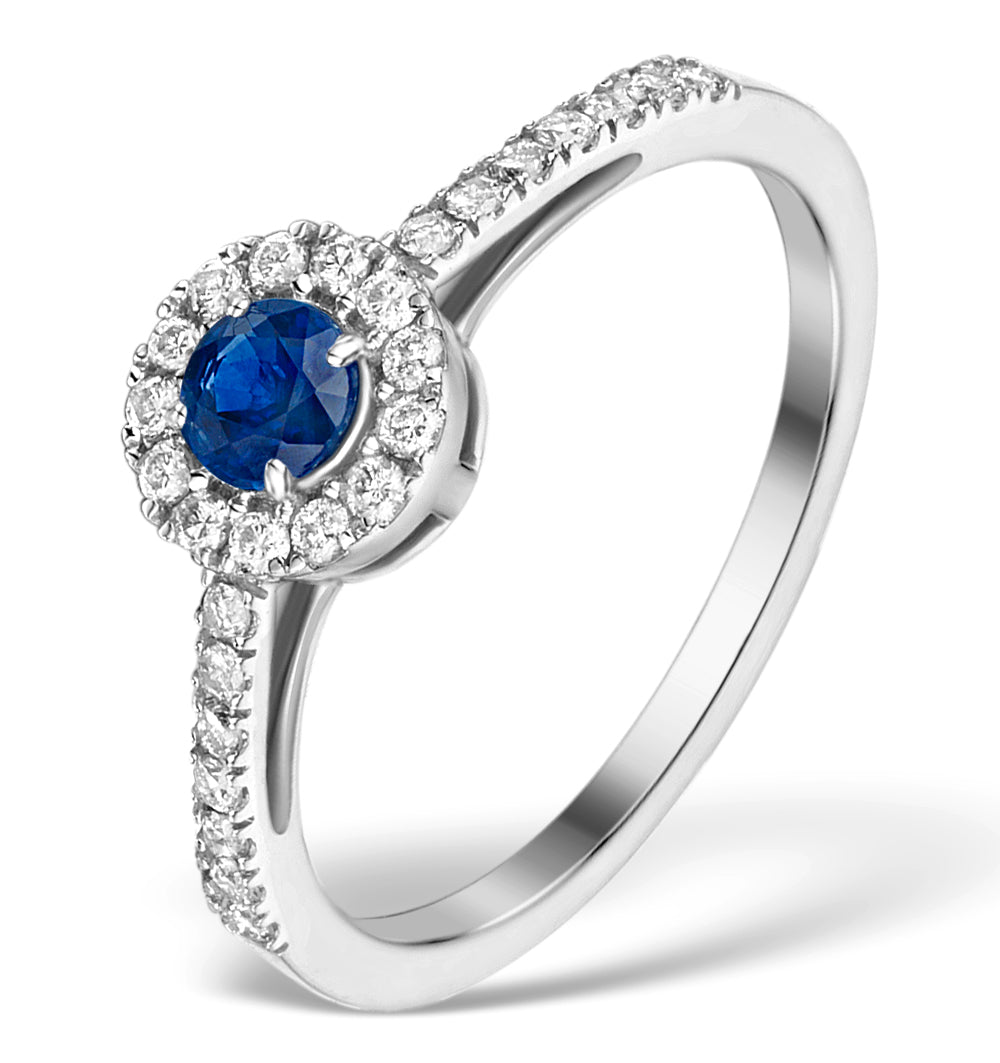 Sapphire Halo Martini 0.25CT Diamond Ring in 9K White Gold E5969