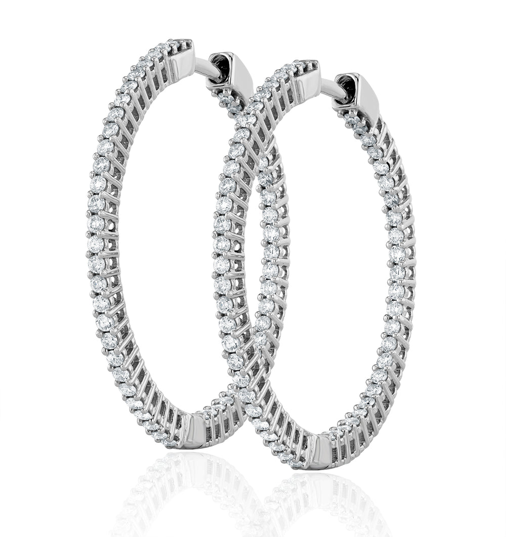 1.00ct Lab Diamond Hoop Earrings  H/SI Quality in 9K White Gold 30mm
