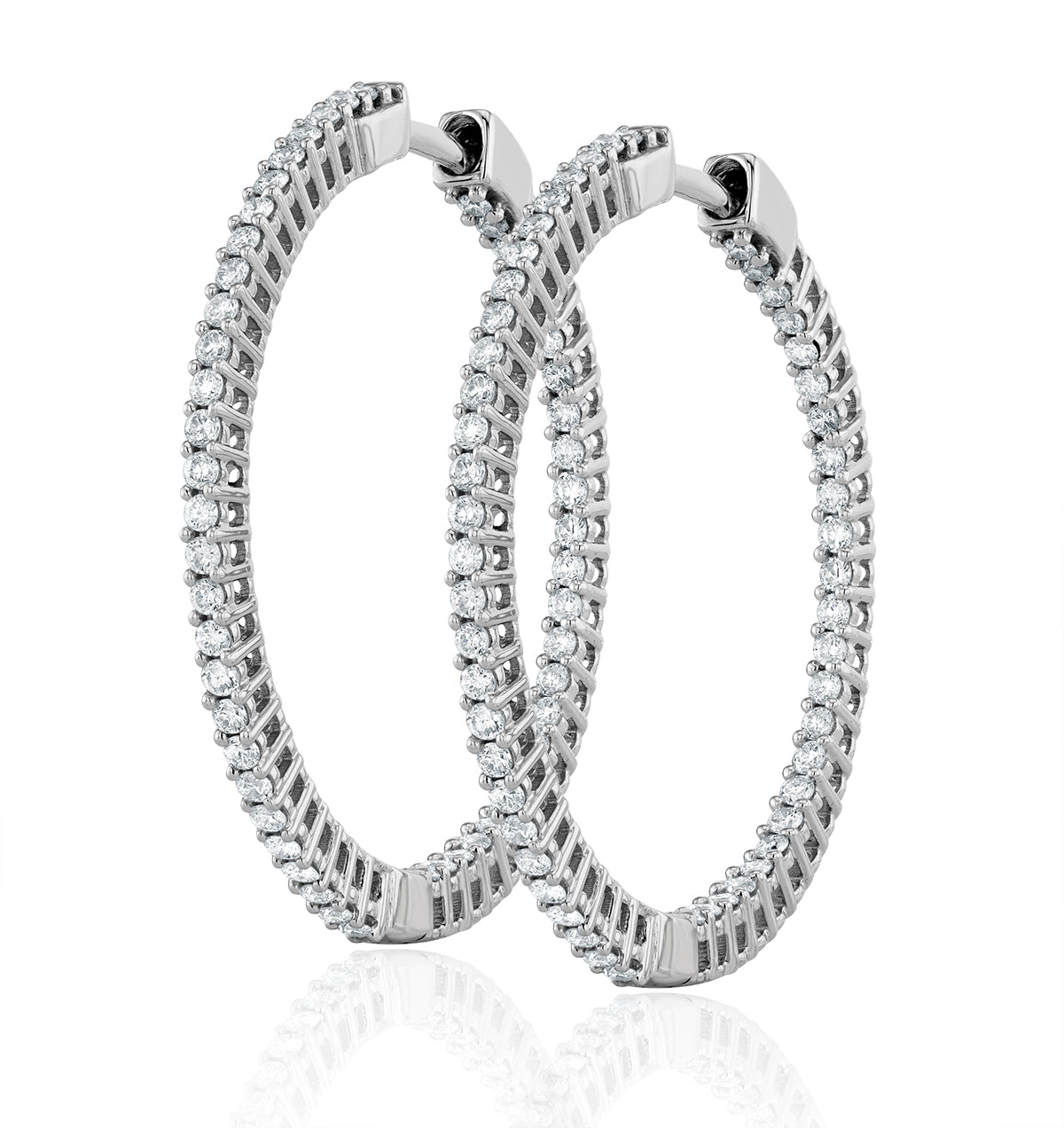 1.00ct Lab Diamond Hoop Earrings  H/SI Quality in 9K White Gold 30mm