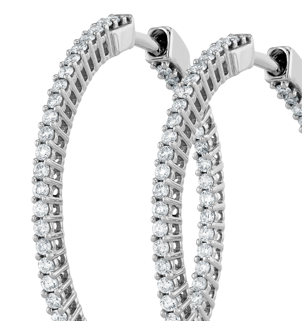 1.00ct Lab Diamond Hoop Earrings  H/SI Quality in 9K White Gold 30mm