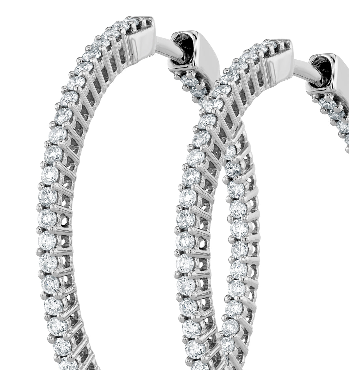 1.00ct Lab Diamond Hoop Earrings  H/SI Quality in 9K White Gold 30mm