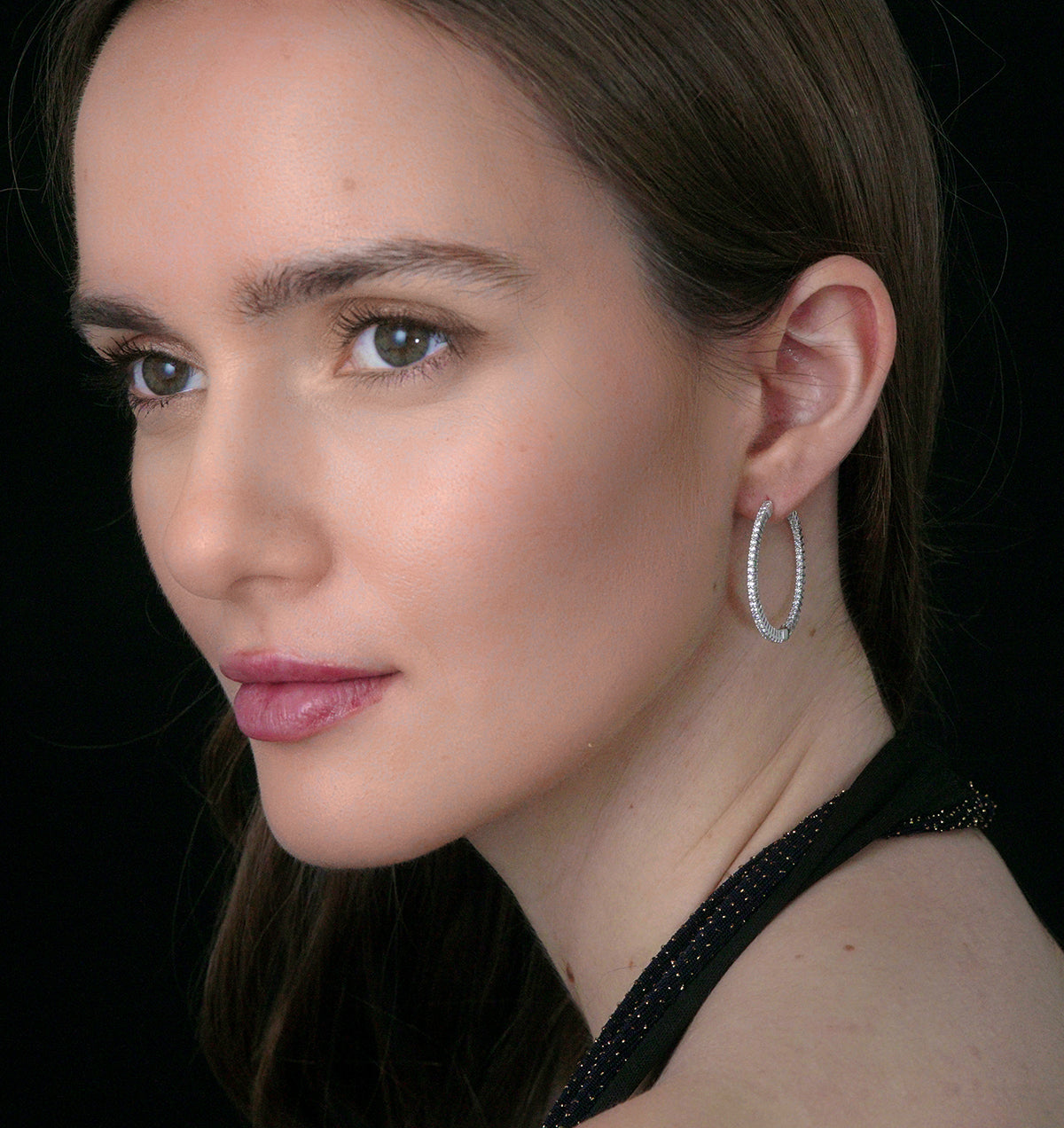 1.00ct Lab Diamond Hoop Earrings  H/SI Quality in 9K White Gold 30mm