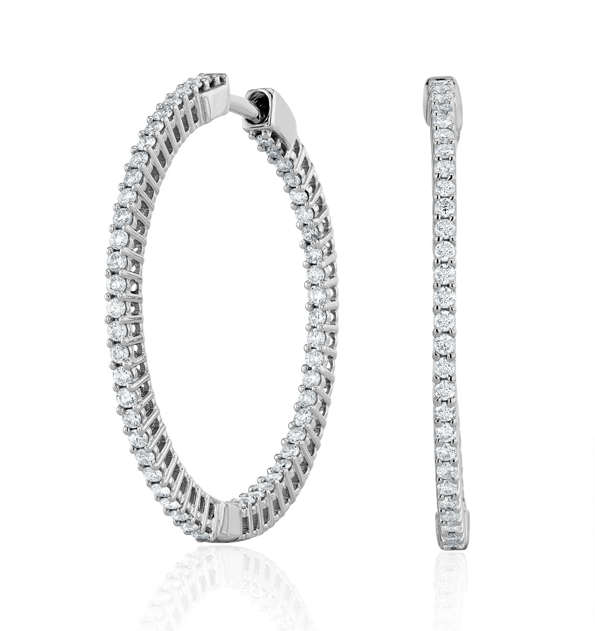 1.00ct Lab Diamond Hoop Earrings  H/SI Quality in 9K White Gold 30mm