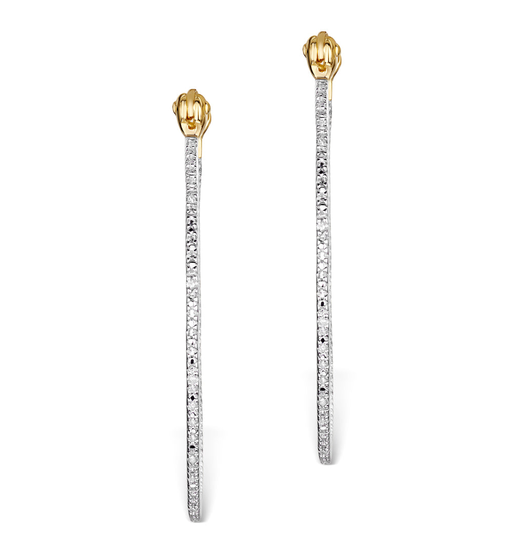Diamond Hoop Earrings 35mm in Gold Vermeil - Ug3238
