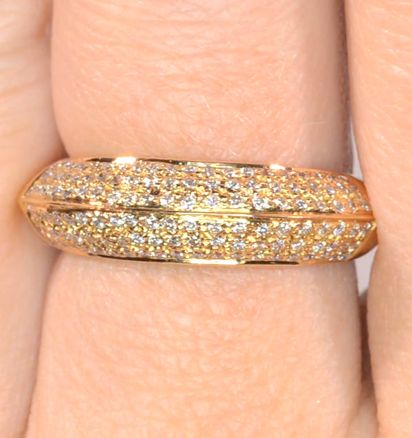 18K Gold Diamond Pave Ring 0.32ct H/si