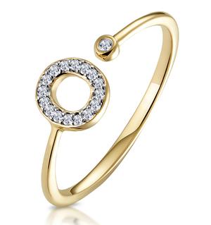 Diamond Initial 'O' Ring 0.07ct set in 9K Gold