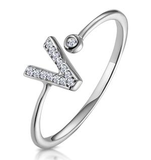 Diamond Initial 'V' Ring 0.07ct set in 9K White Gold