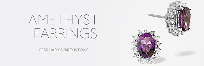 Amethyst Earrings - Yellow & White Gold Amethyst Earrings | The Diamond ...