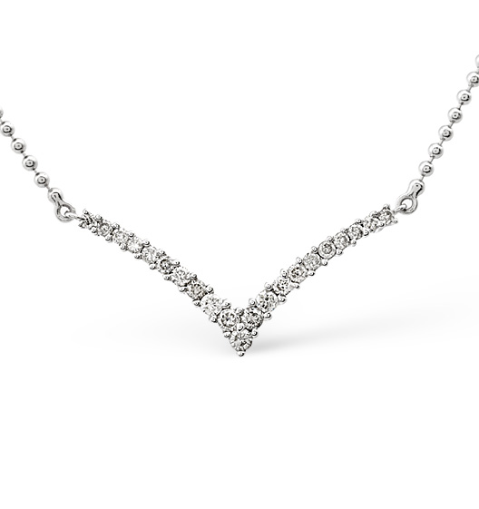 Wishbone Necklace 0.50CT Diamond 9K White Gold - Item RTC-D3291